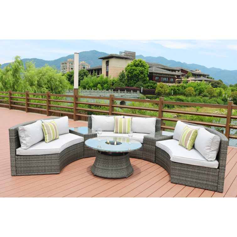 Latitude Run® Wicker/Rattan 6 Person Seating Group with Cushions